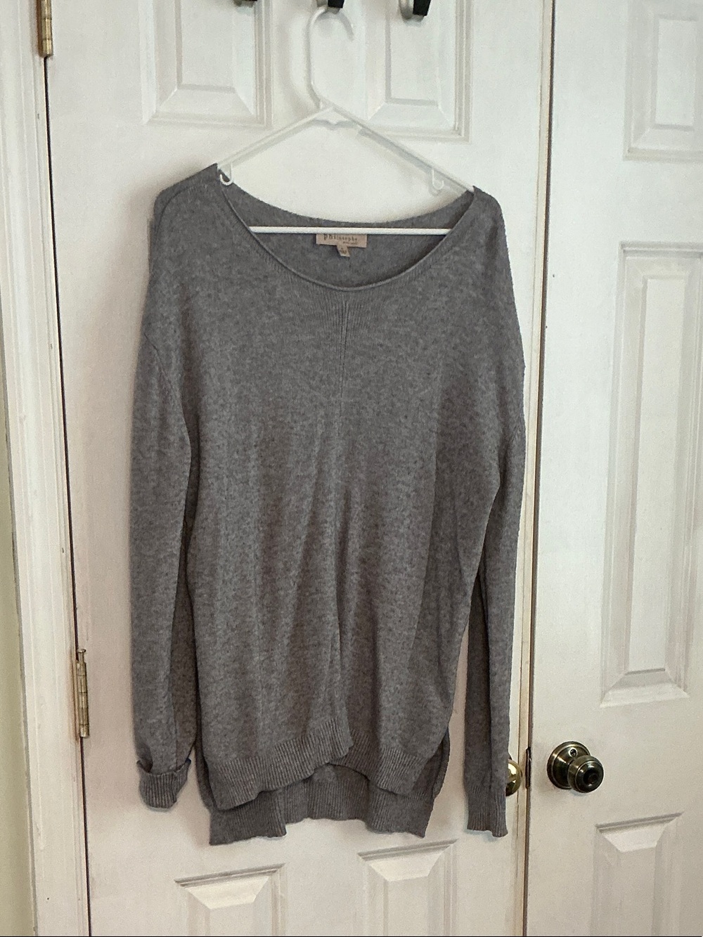 Philosophy Heather Gray Scoop Neck Knit Sweater